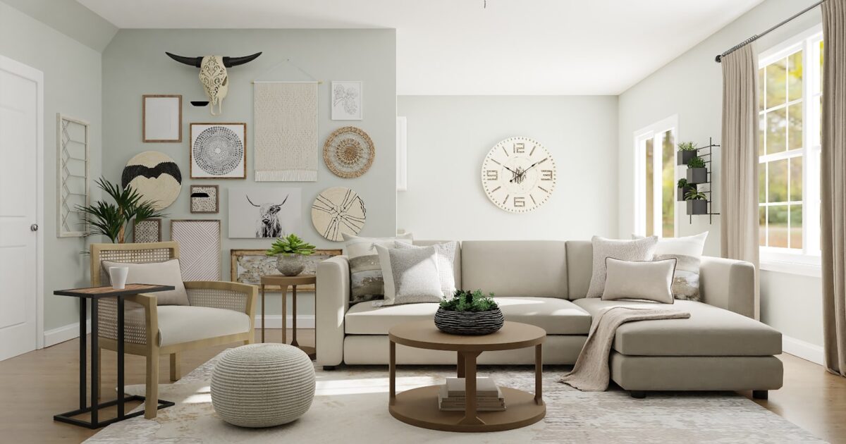 Freshly painted modern interior living room